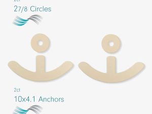 NewGel+ Bộ miếng dán silicone màu be cho vùng ngực, gồm 2 miếng tròn quầng vú và 2 miếng hình mỏ neo trong mỗi hộp.